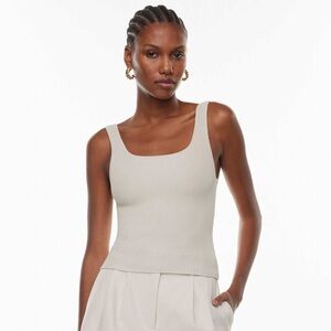 Aritzia Sculpt Knit Squareneck Tank Beige Sz Small